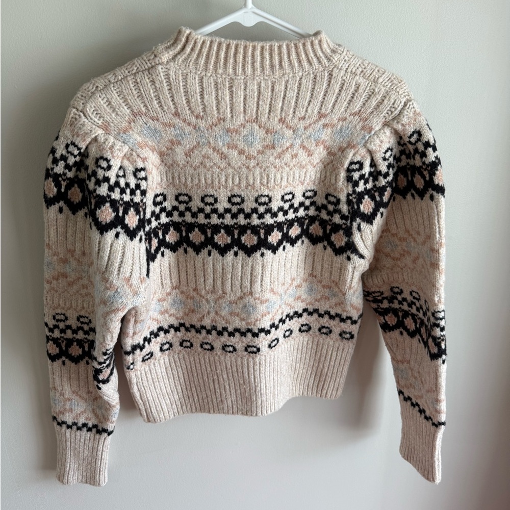 ASTR the Label Maria Mock Neck Fair Isle Knit Sweater - Ivory/Black - Medium - Picture 11 of 15